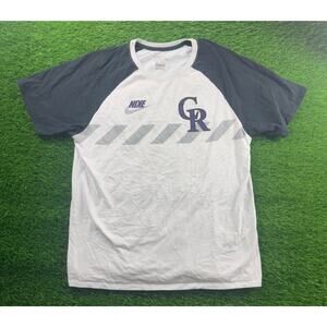 Nike Dri-Fit MLB Colorado Rockies Tee XL White Black Raglan Performance Shirt